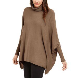 NWT Alfani Womens Size Medium Mocha Brown Turtleneck Poncho Knit Sweater NEW